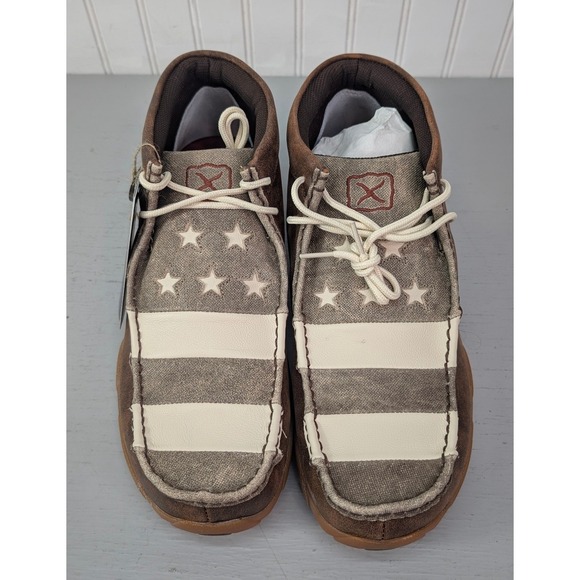 Twisted X Other - Twisted Mens Chukka Driving Moc MDM0075 Brown/Ivory USA Flag Casual Size 12M NOB